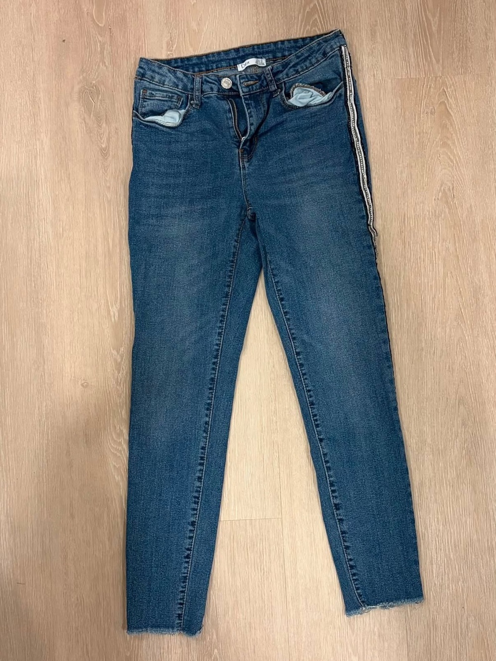 Dex Women's Dark Blue Skinny Jeans with Side Stripe